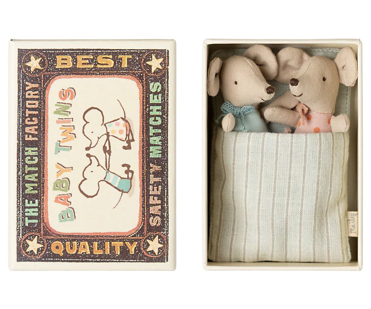 Twins, Baby Mice in Matchbox Stars &amp; Dots