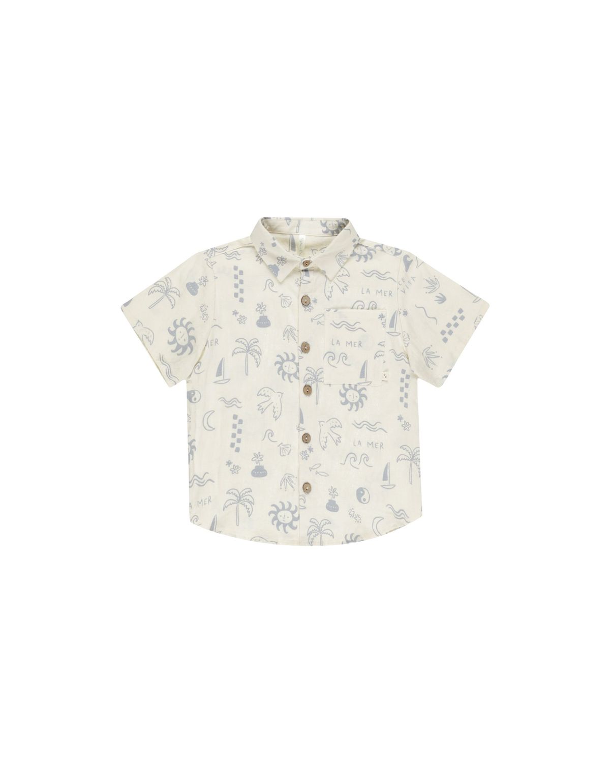 Collared Short Sleeve Baby Shirt Mediterranean