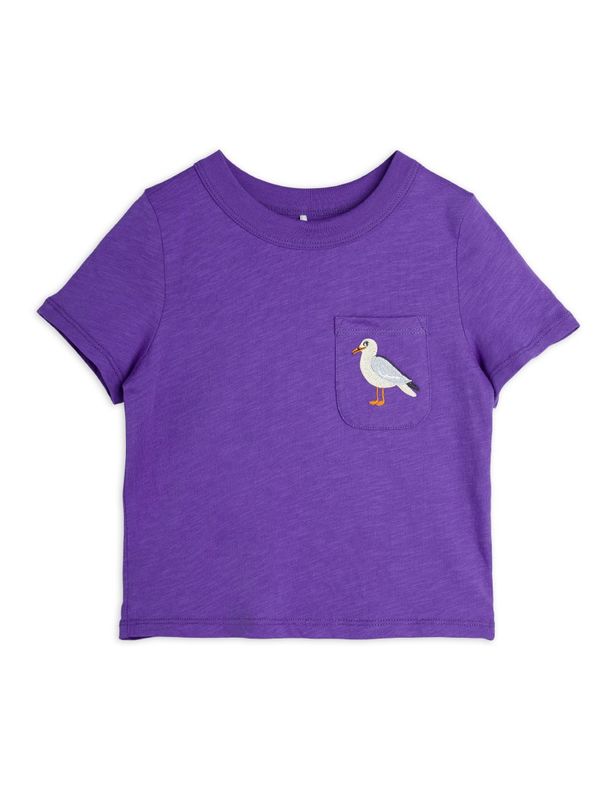 Seagull Embroidered Pocket SS Tee Purple