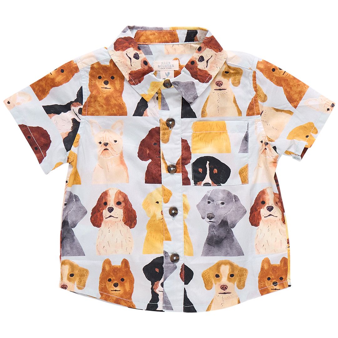 Jack Shirt Light Blue Watercolor Dogs