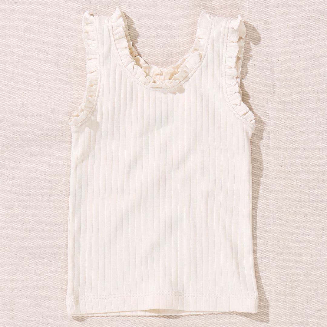 Joy Ruffle Rib Tank Cream