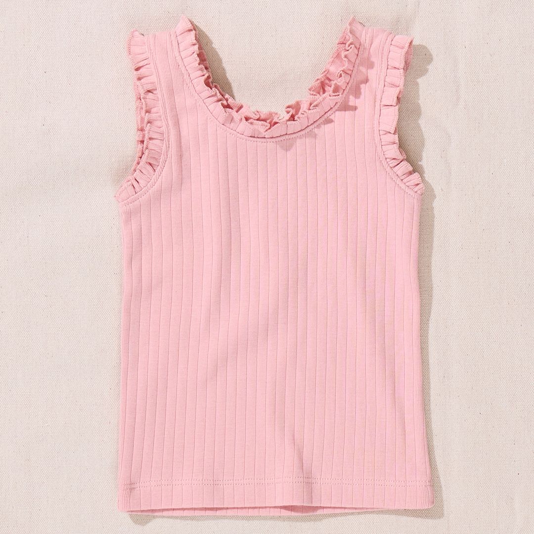 Joy Ruffle Rib Tank Pink