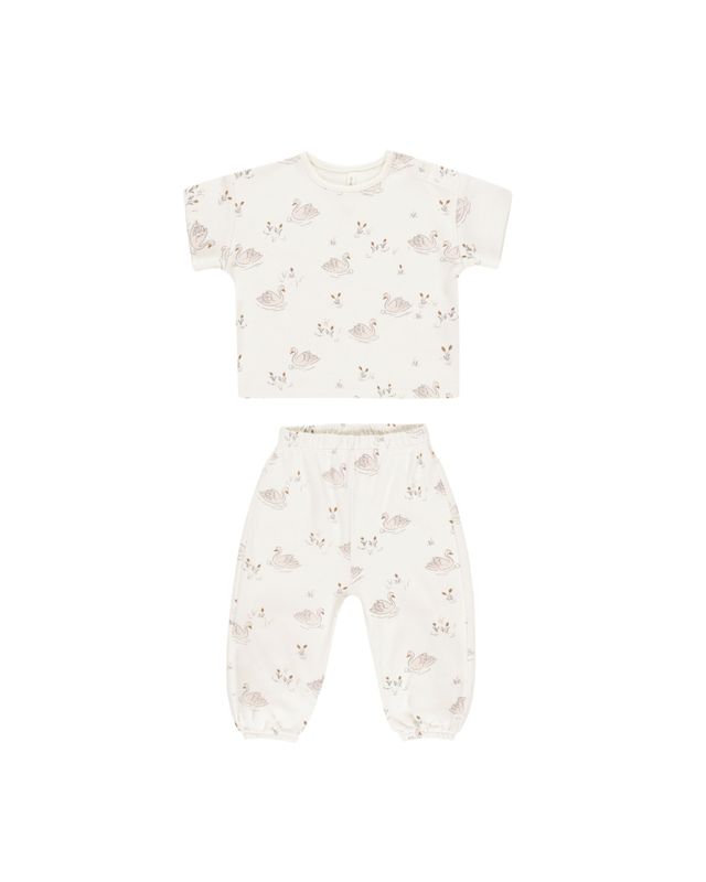 Jersey Tee + Pant Set Swans
