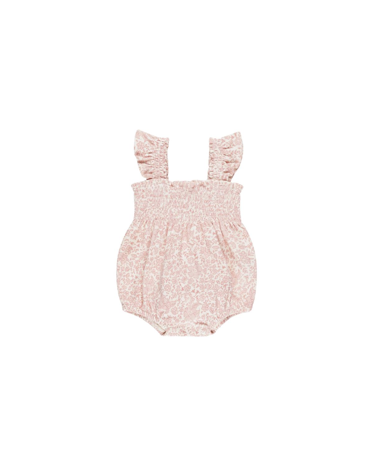 Smocked Ruﬄe Sleeve Romper Pink Blossom