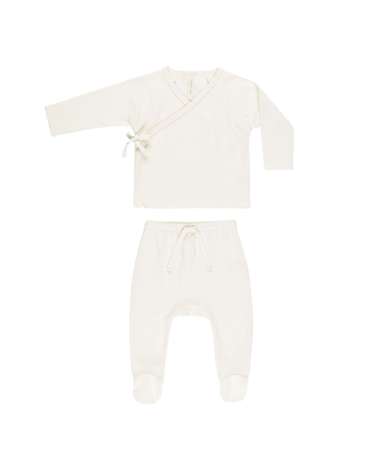 Wrap Top + Footed Pant Set Ivory