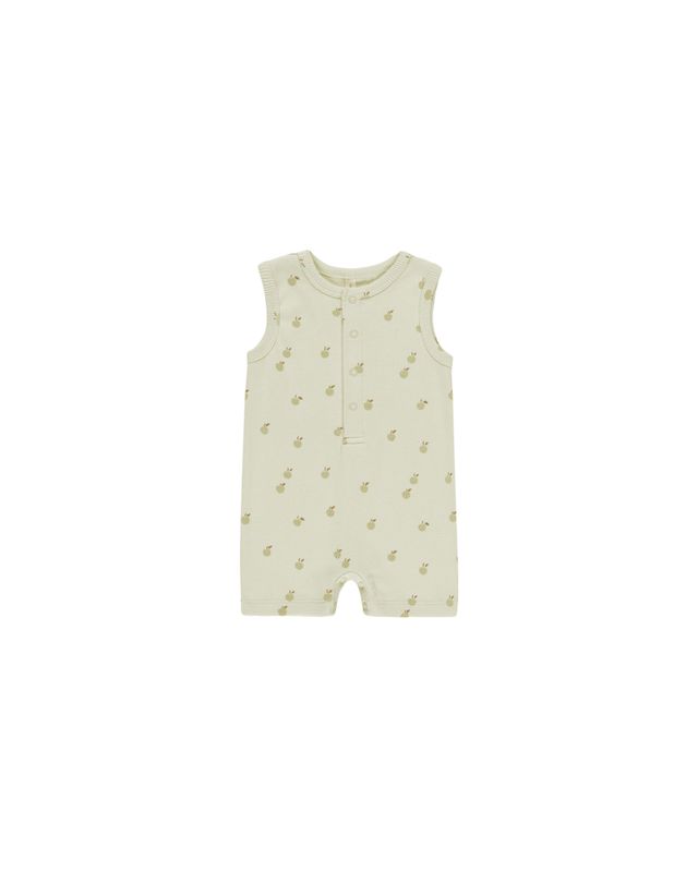 Ribbed Henley Romper Apples