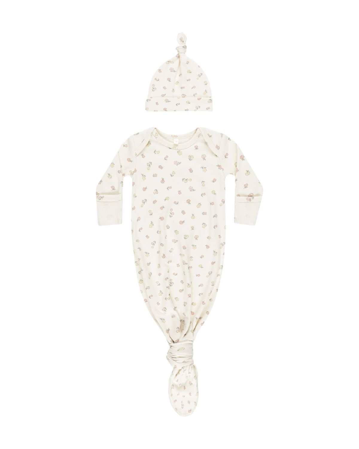 Knotted Baby Gown + Hat Set Fleur