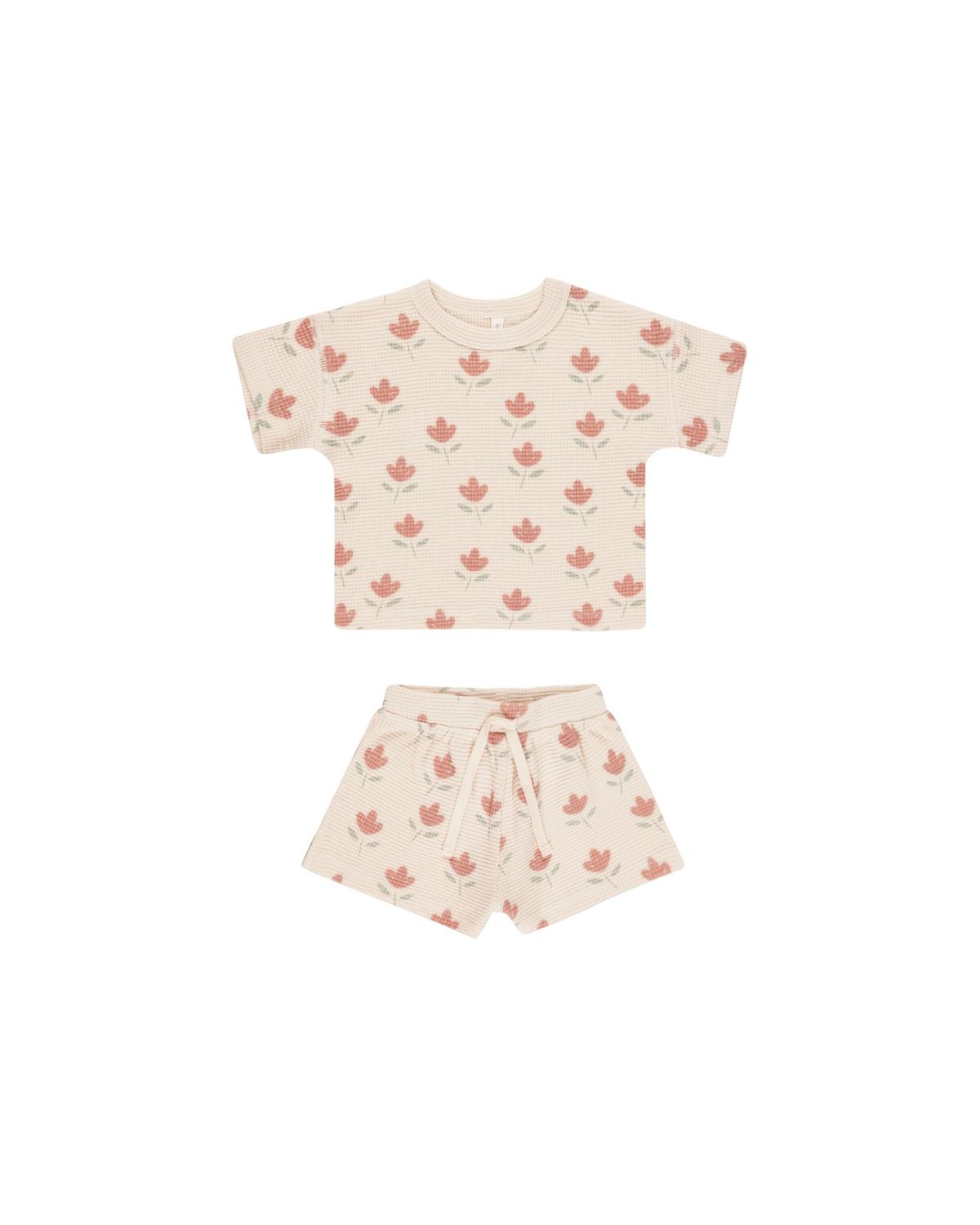 Waﬄe Tee + Short Set Tulips
