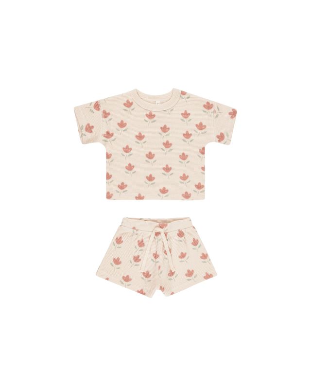 Waﬄe Tee + Short Set Tulips