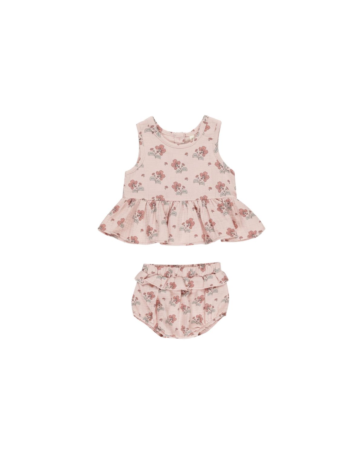 Sleeveless Peplum Set Vintage Floral