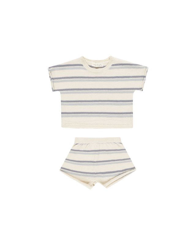 Relaxed Summer Knit Set Blue Stripe