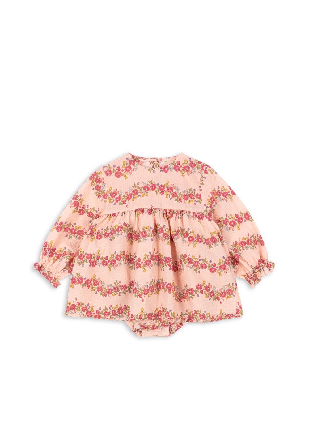 Bella Frill Romper Dress Floria Pink GOTS