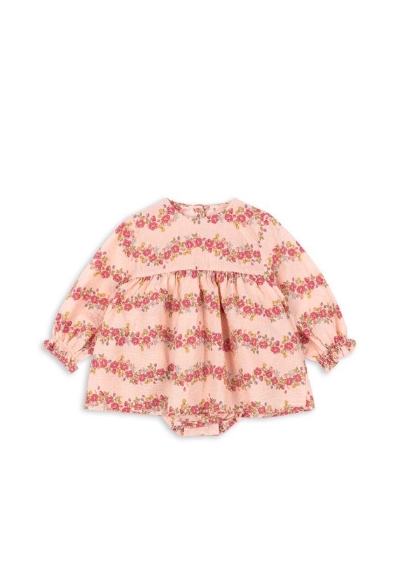 Bella Frill Romper Dress Floria Pink GOTS