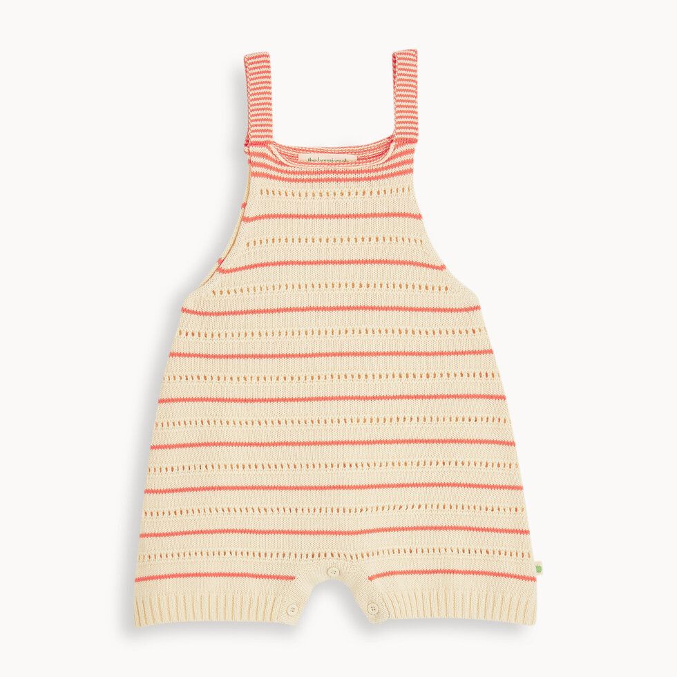 Corfu Pointelle Stripe Shorty Romper Coral