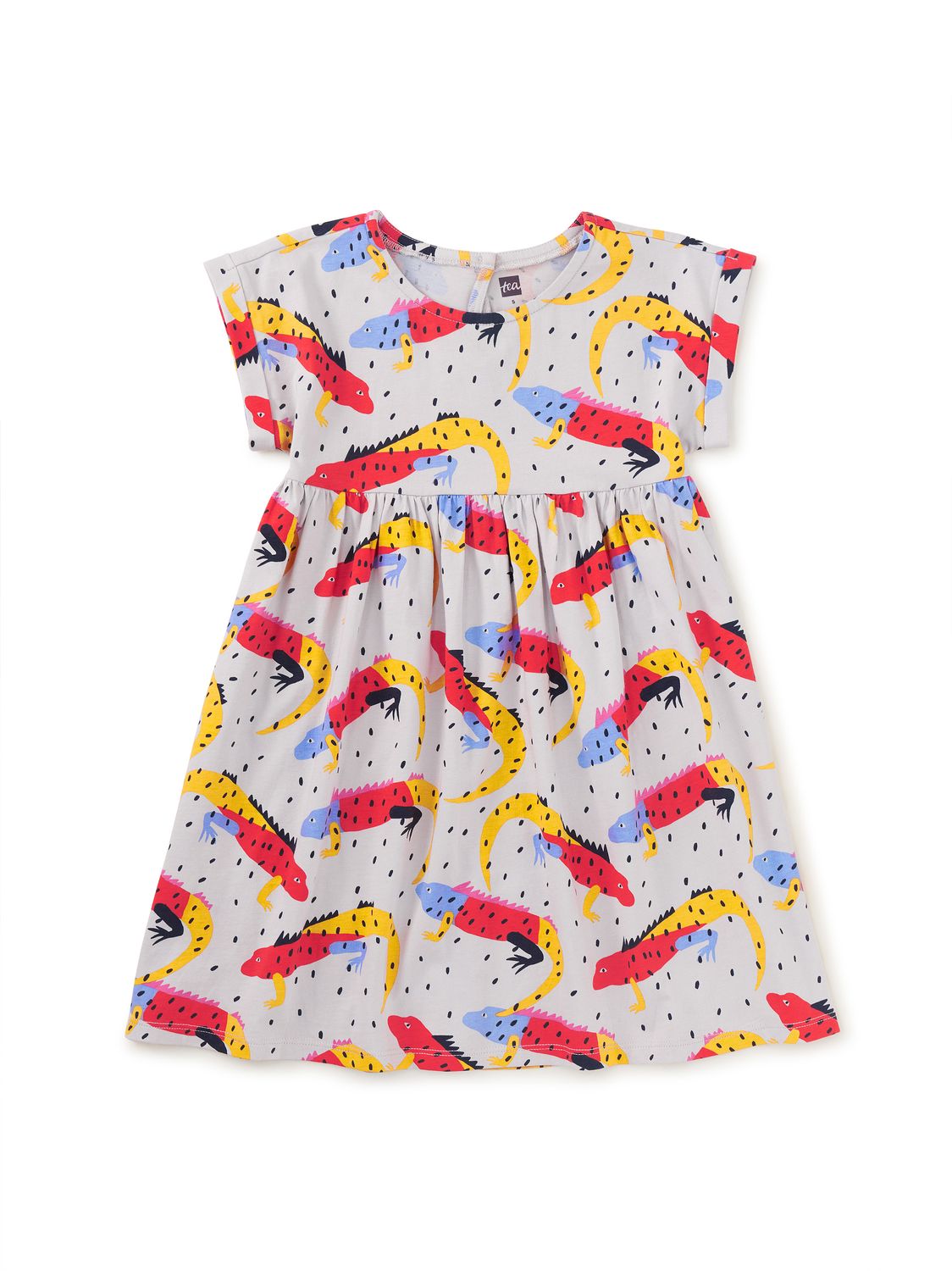 Short Sleeve Empire Dress Iguana a Go-Go