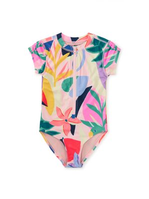 Rash Guard One-Piece Swimsuit Parakeet Tropicalia