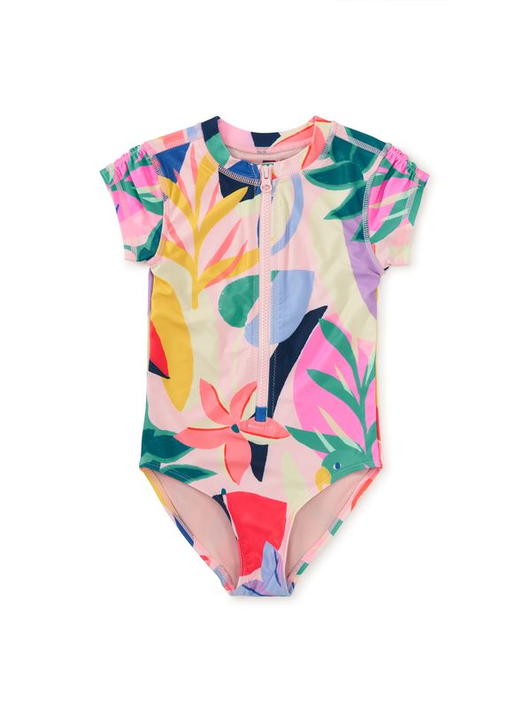 Rash Guard One-Piece Swimsuit Parakeet Tropicalia