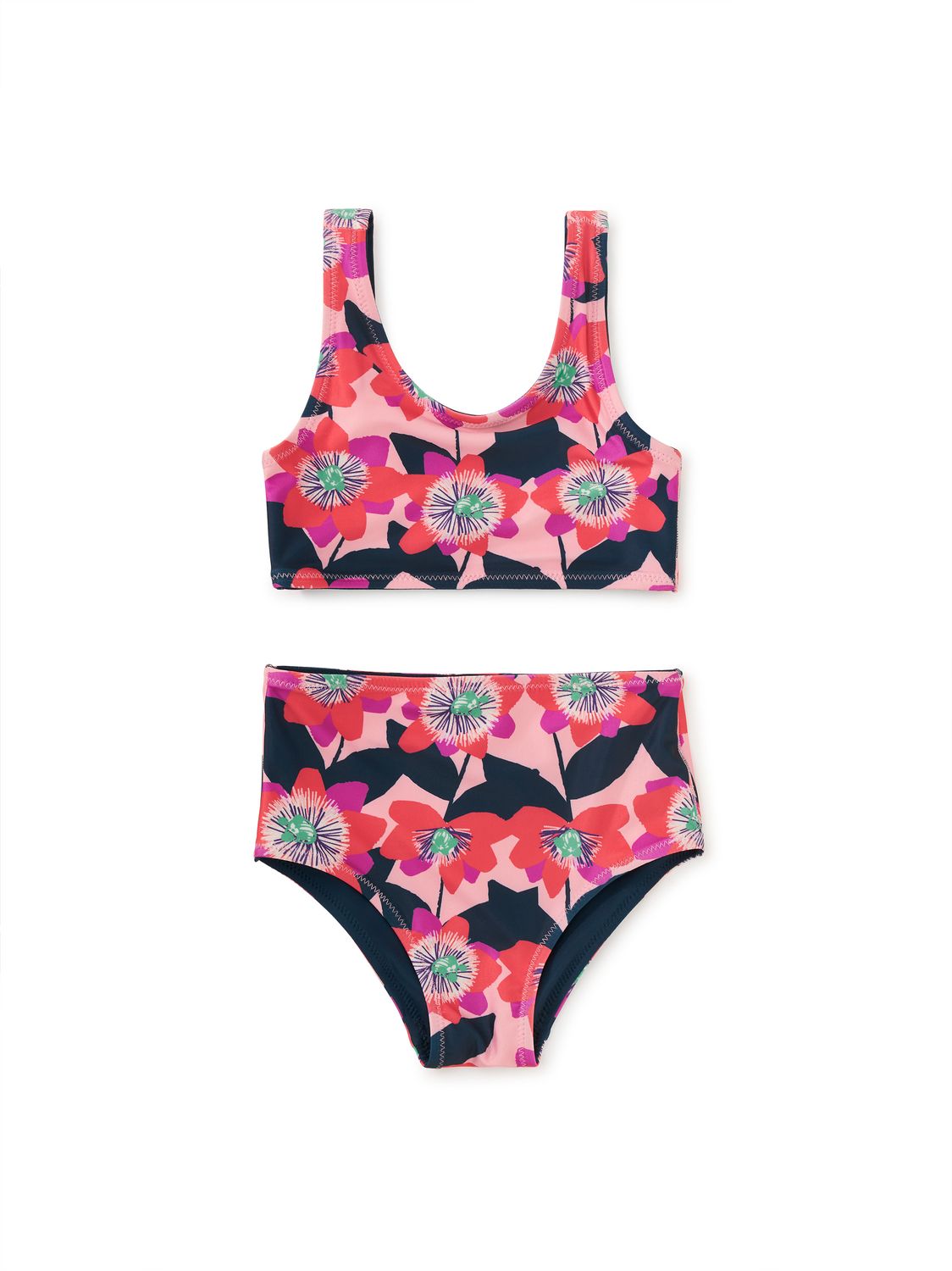 Reversible Swimsuit Set Block Print Passion Flower