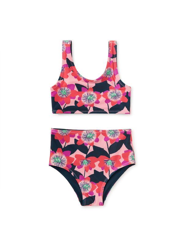 Reversible Swimsuit Set Block Print Passion Flower