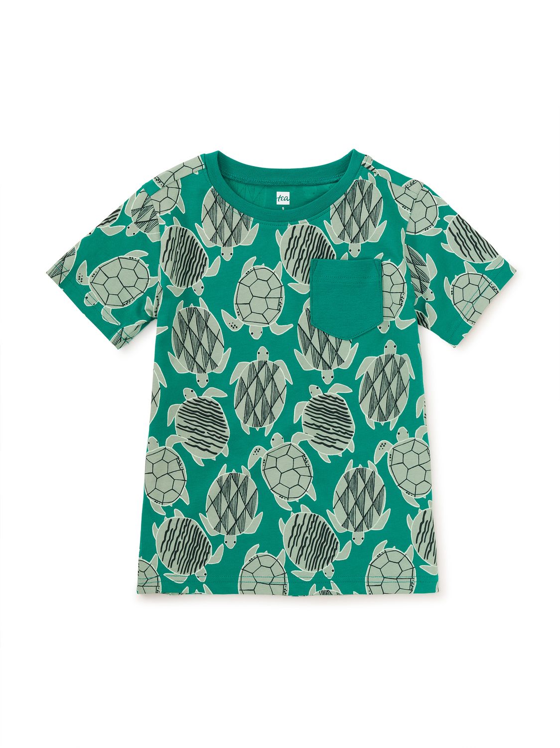 Printed Pocket Tee Tiled Turtles