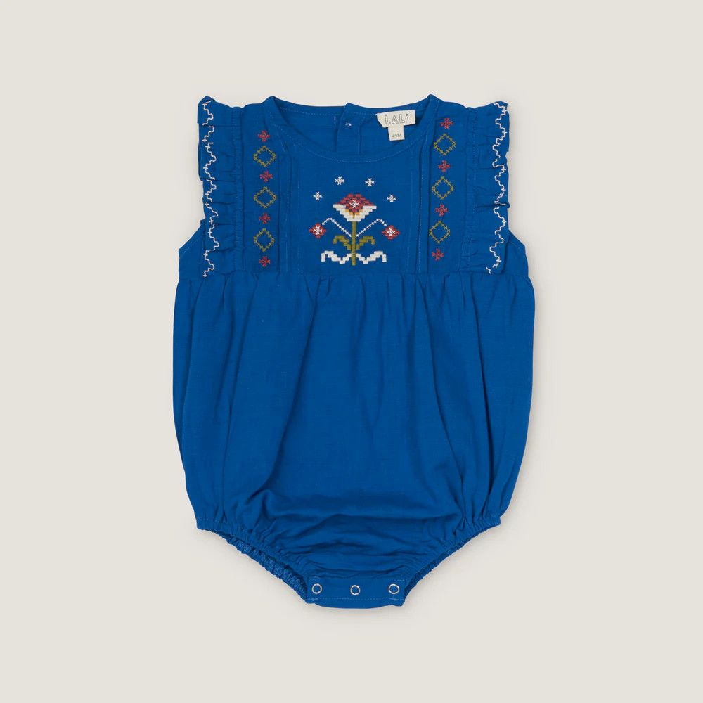 Little Flora Romper Agean Blue