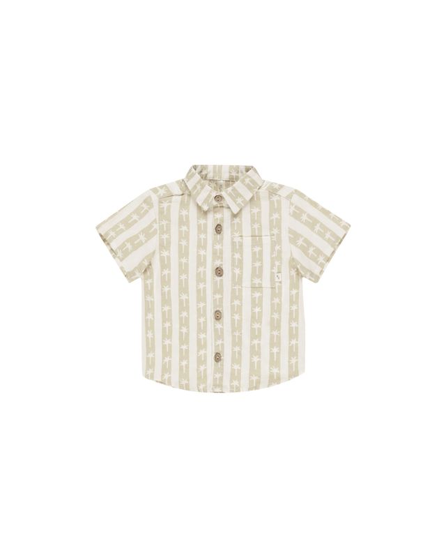 Collared Short Sleeve Baby Shirt Palm Stripe