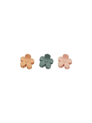 Flower Hair Clip Set Grapefruit, Eucalyptus, Pink