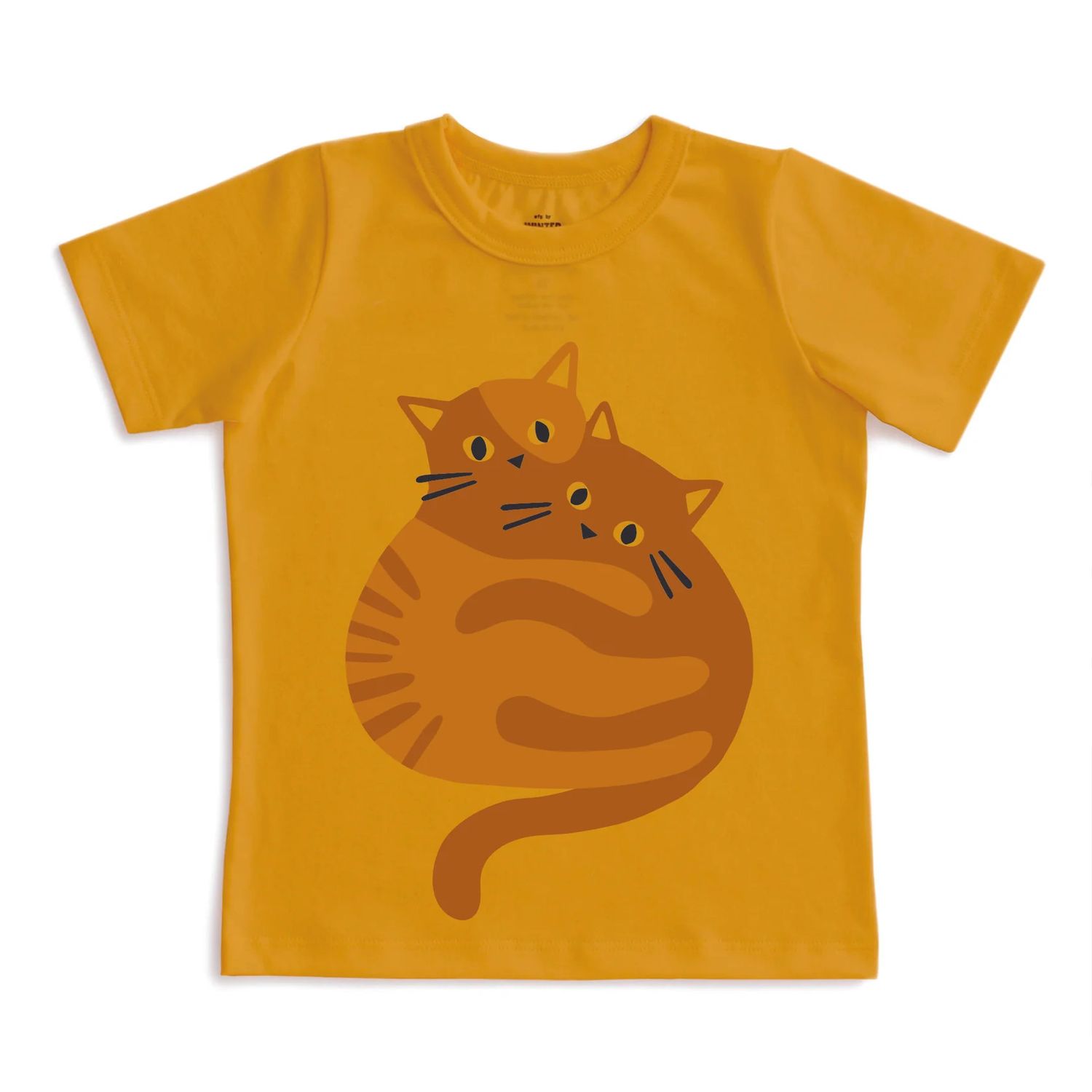 Short Sleeve Graphic Tee Cozy Cats Ochre