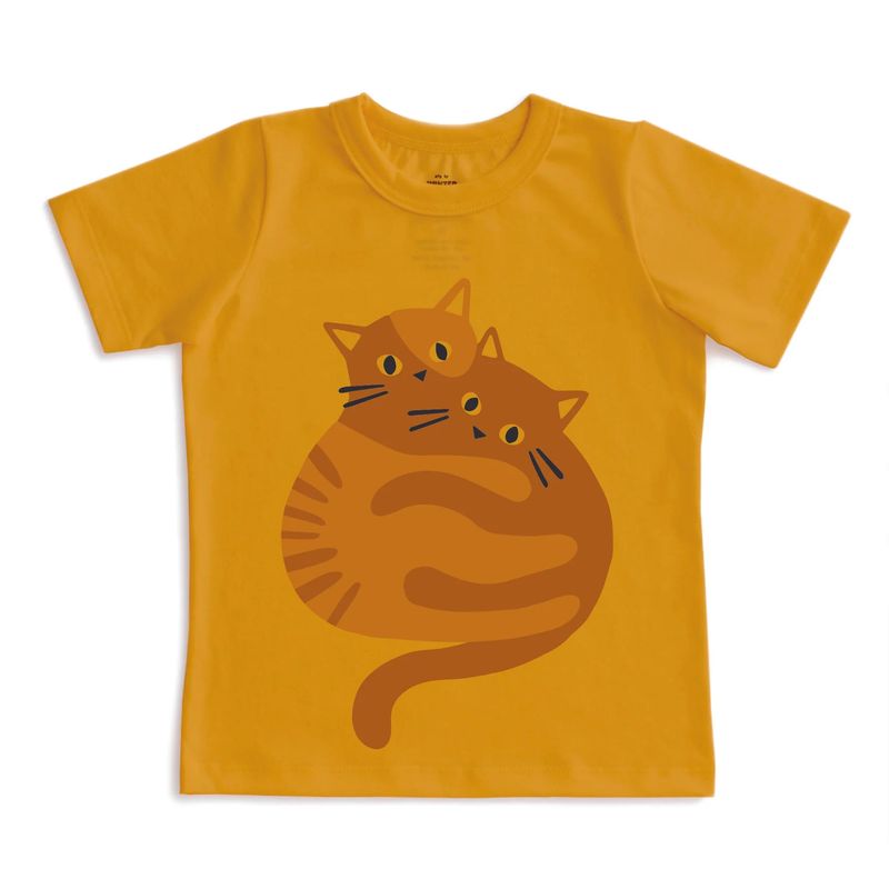 Short Sleeve Graphic Baby Tee Cozy Cats Ochre