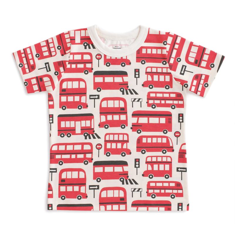 Short Sleeve Tee Double-Decker Buses Red