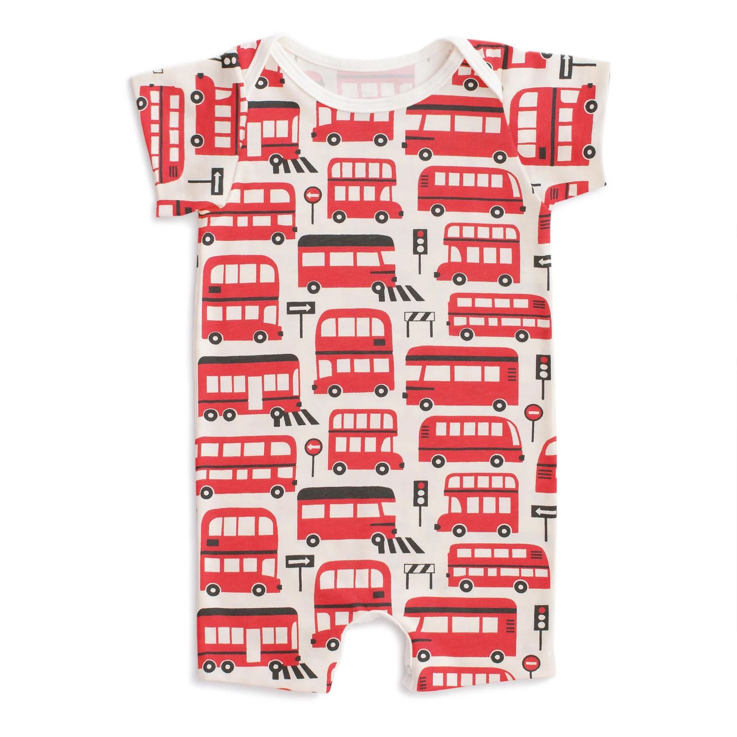 Summer Romper Double-Decker Buses Red