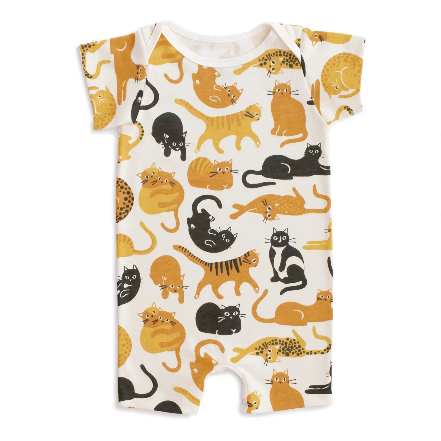 Summer Romper Cat Friends Gold &amp; Yellow