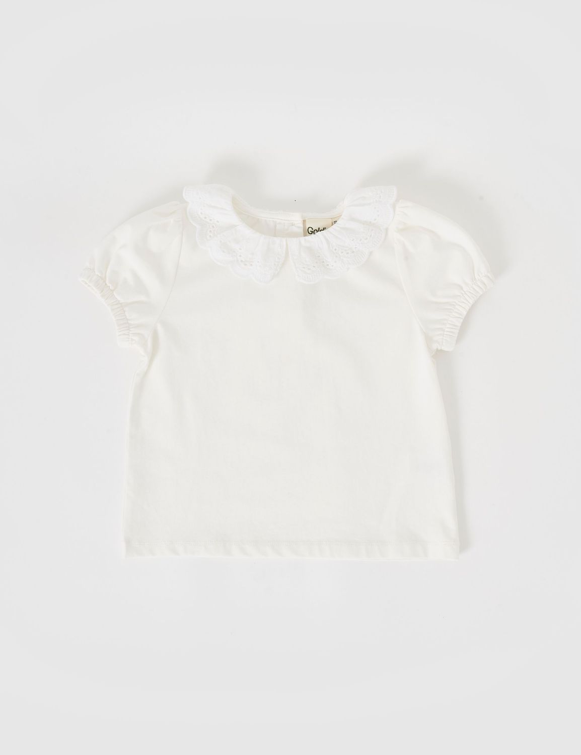 Laura Puff Sleeve Collar Top White