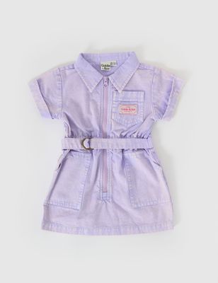 Piper Denim Belted Dress Mauve
