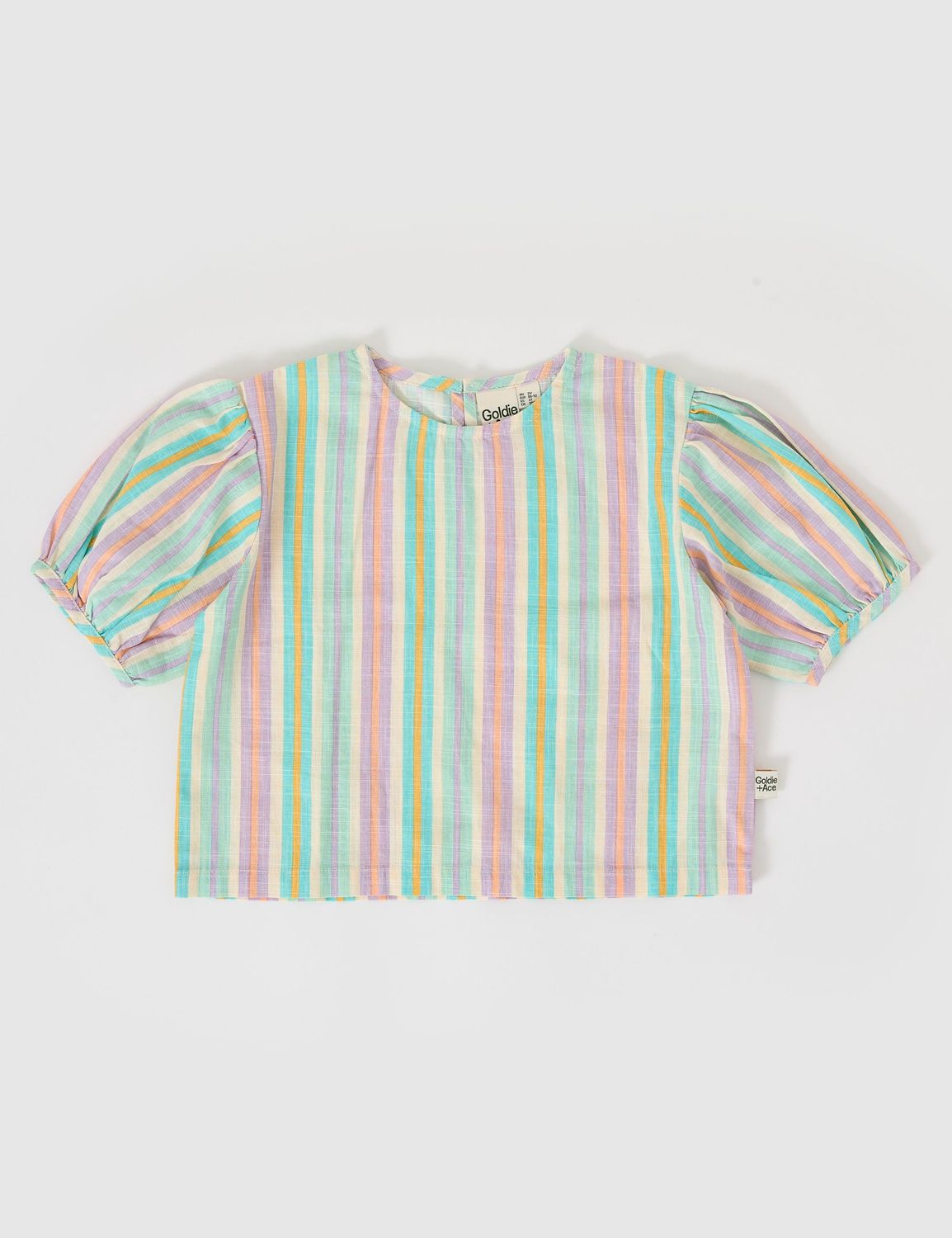 Puff Sleeve Stripe Linen Top