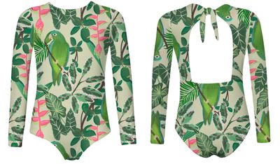Yeimi Parrot Verde Sun Long Sleeve One Piece