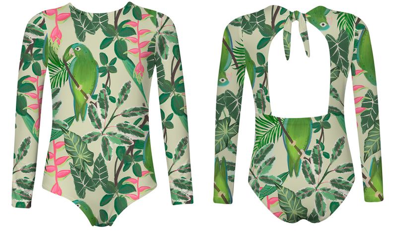 Yeimi Parrot Verde Sun Long Sleeve One Piece