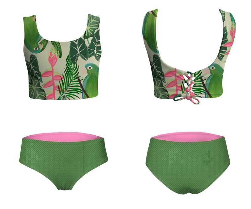 Yeimi Parrot Verde Sun &amp; Moon Bikini