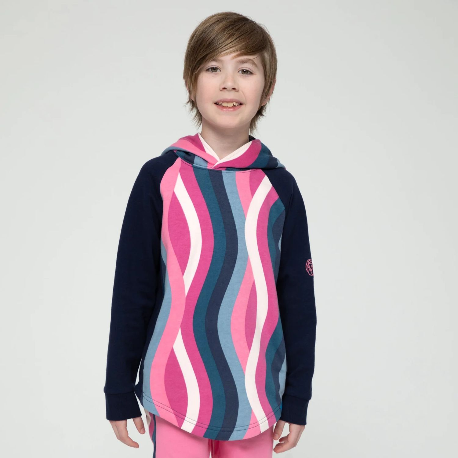 EveryWear Hoodie - Aurora Pink/Marine Navy Stripe