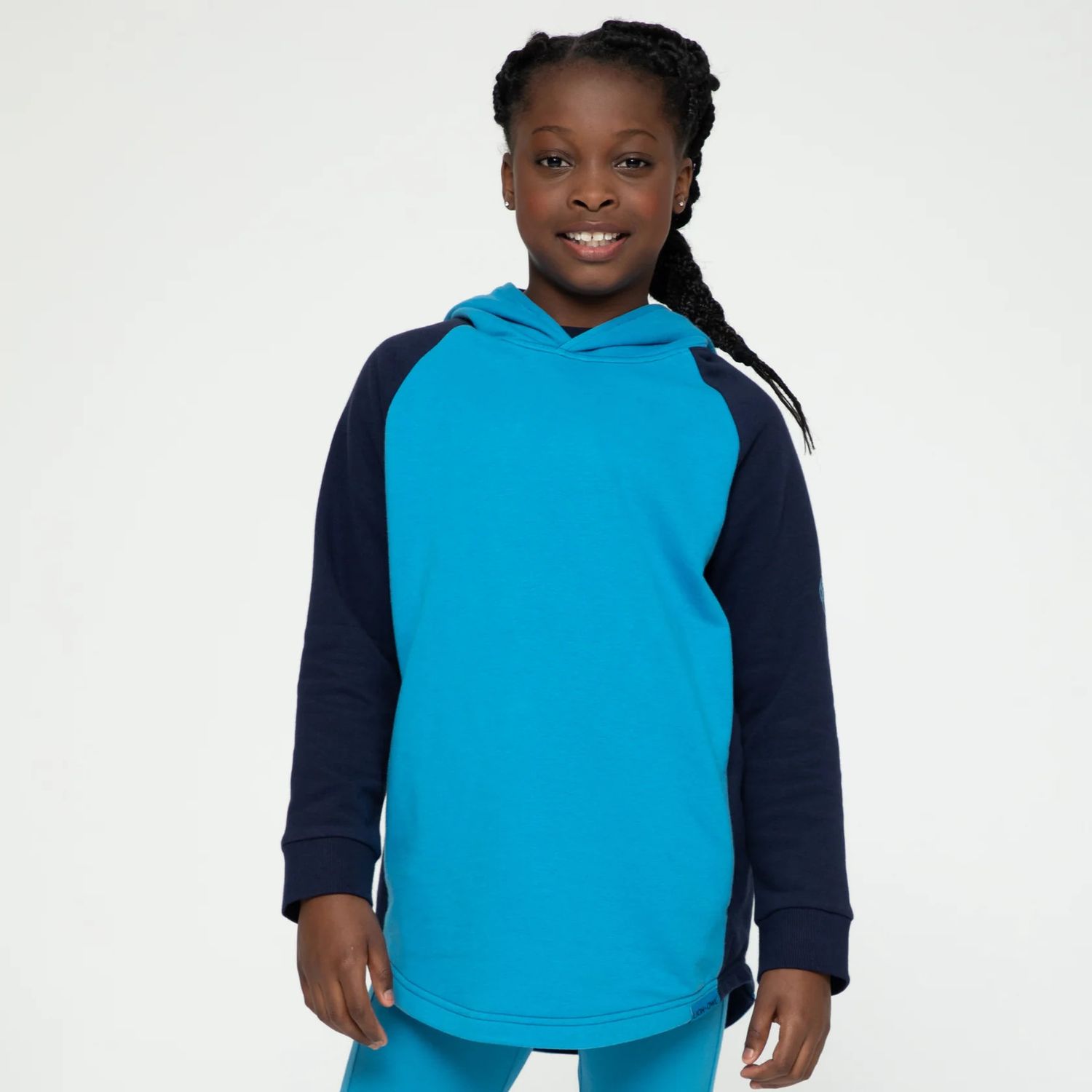 EveryWear Hoodie - Colorblock  Wave Blue/Marine Navy