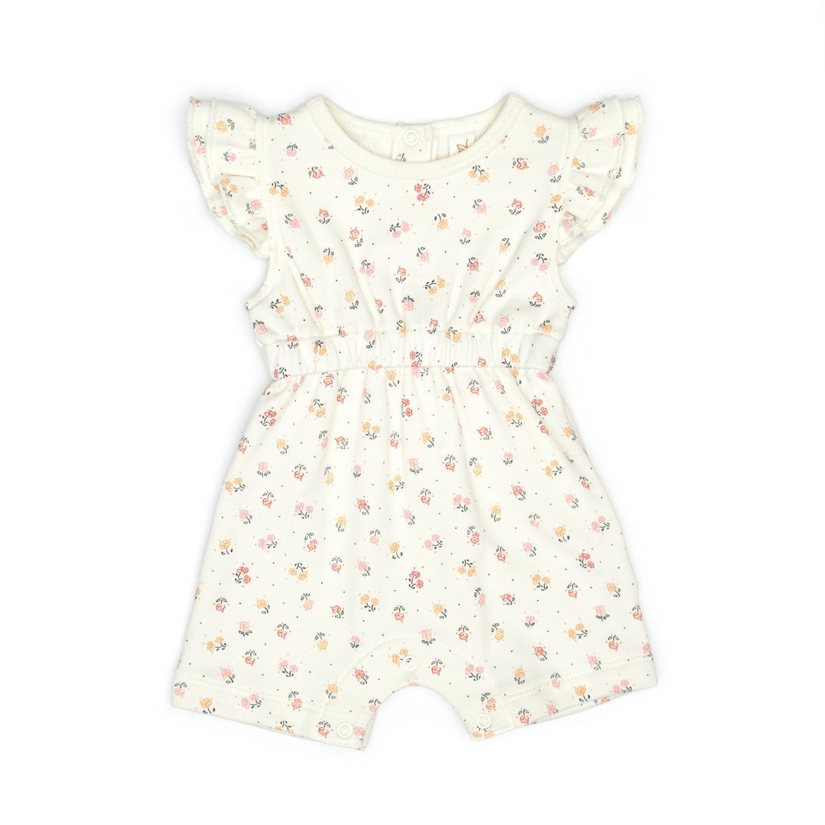 Ruffle Romper Natural Flowers