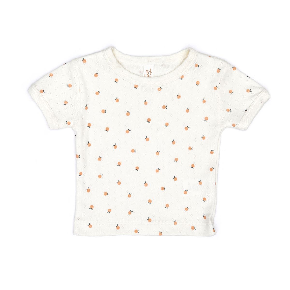 Pointelle Short Sleeve Top Natural Little Oranges