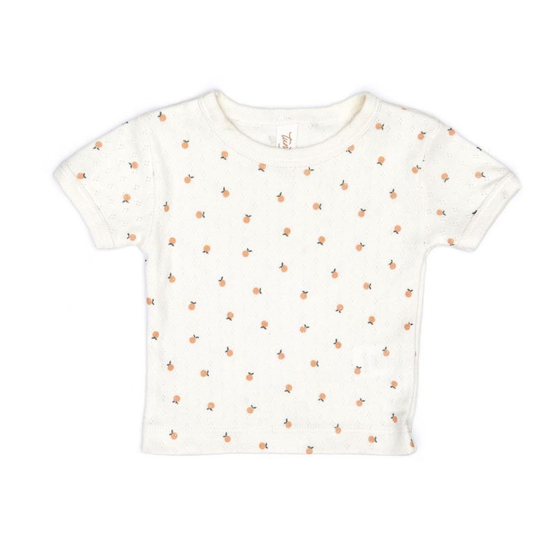 Pointelle Short Sleeve Top Natural Little Oranges