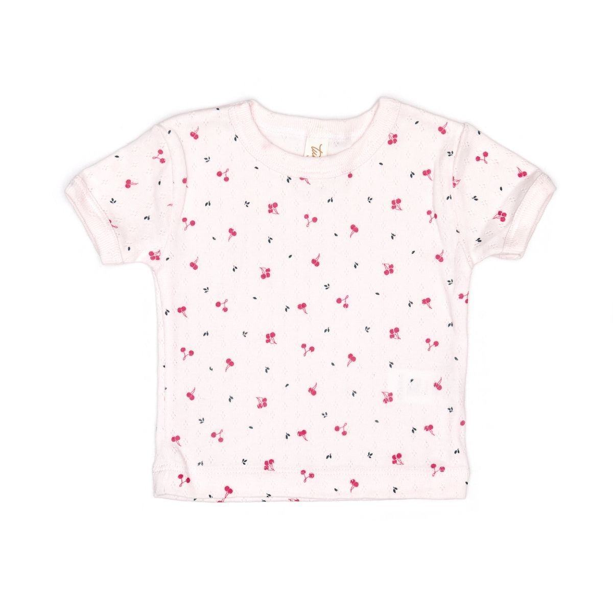 Pointelle Short Sleeve Top Violet Little Cherries