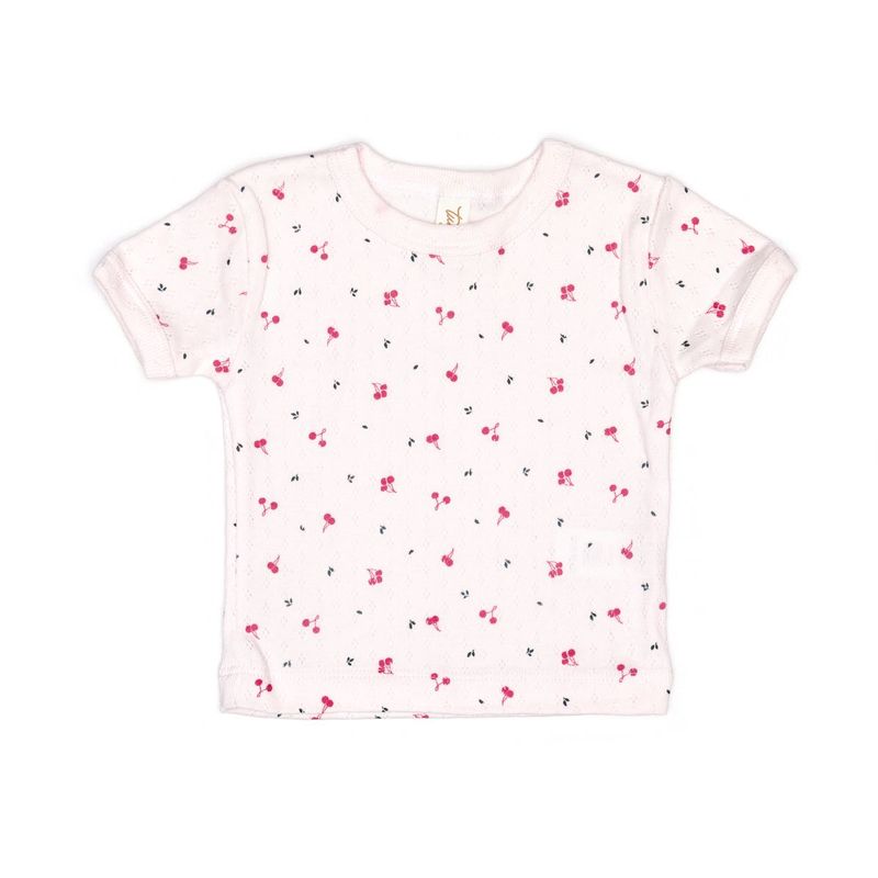 Pointelle Short Sleeve Top Violet Little Cherries