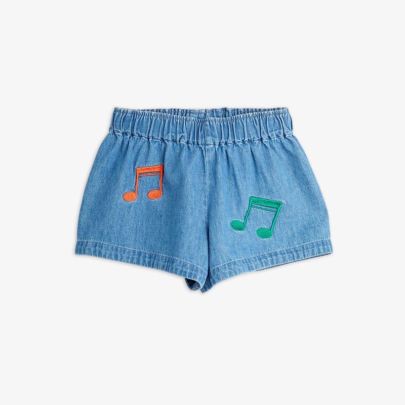 Note Embroidered Lightweight Denim Shorts 
