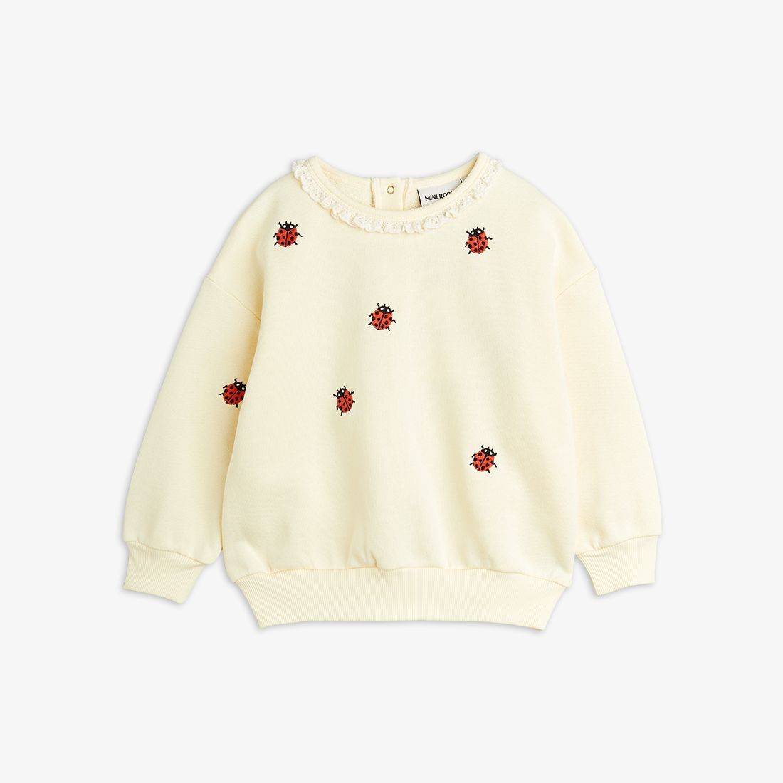 Ladybugs Embroidered  Lace Sweatshirt