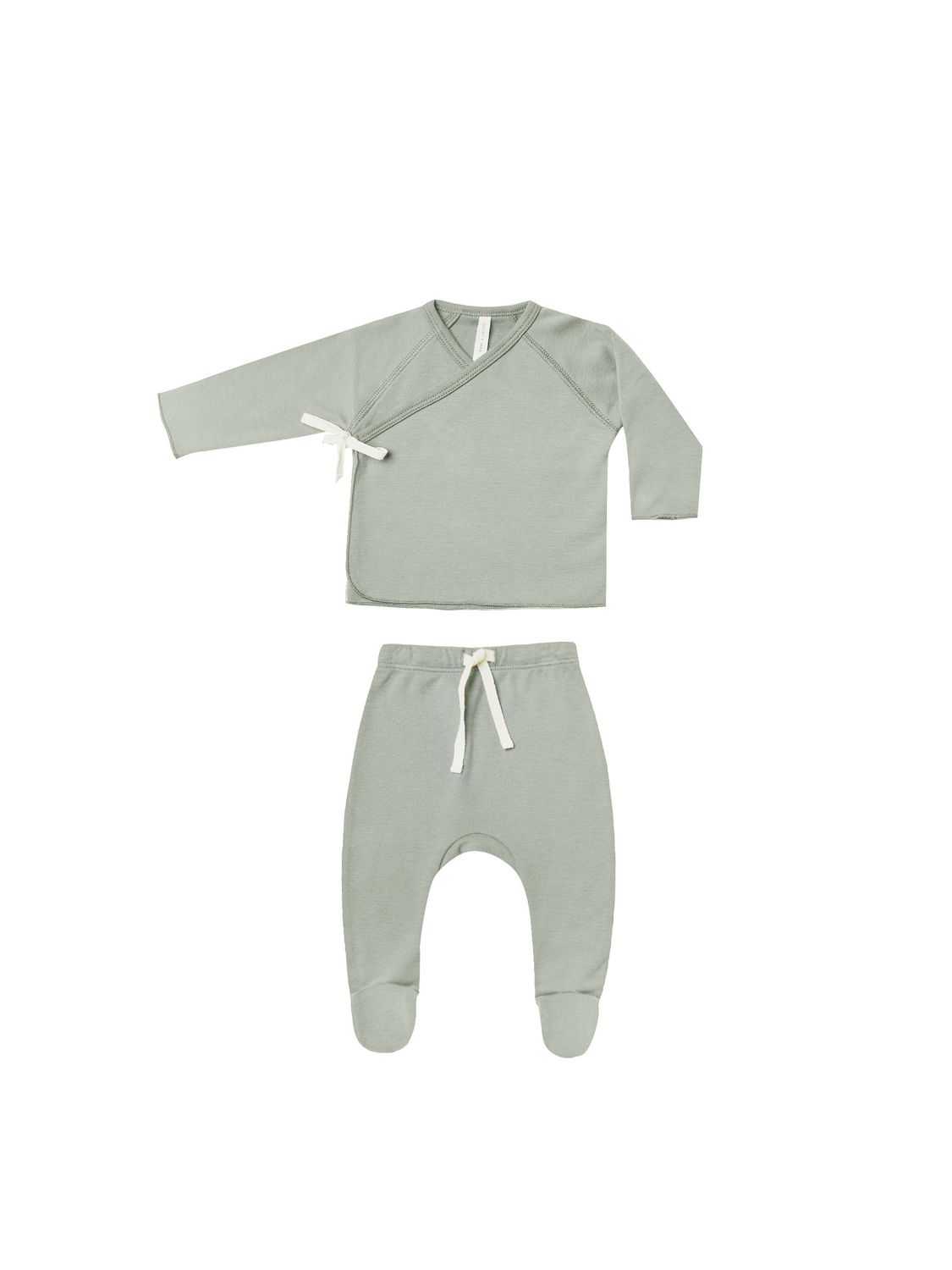 Wrap Top + Footed Pant Set Sage