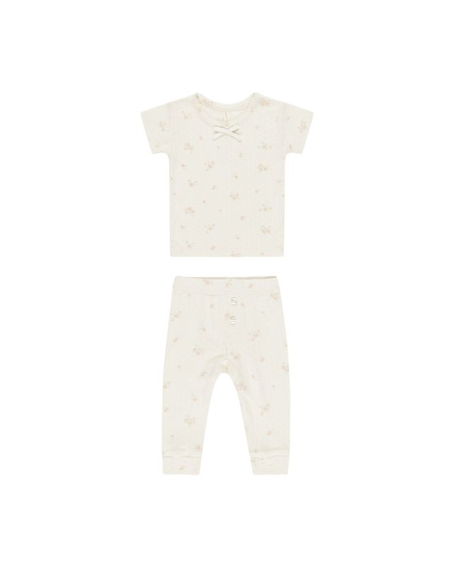 Pointelle Tee + Legging Pink Ditsy
