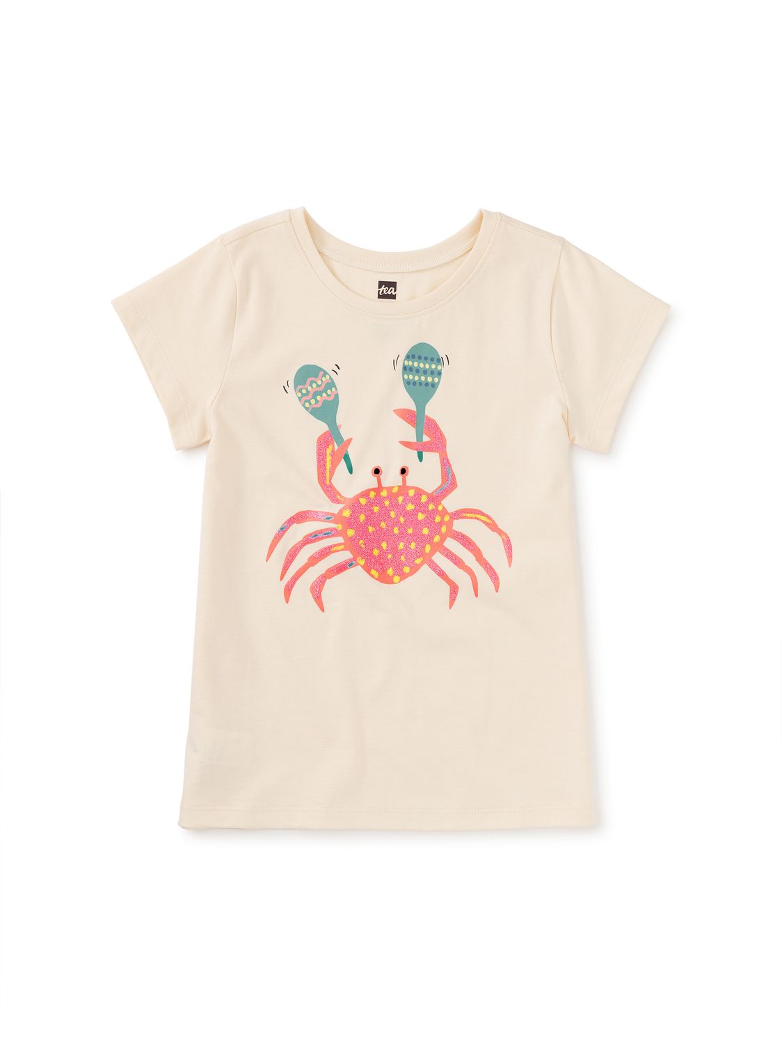 Glittery Crab Graphic Tee Antique